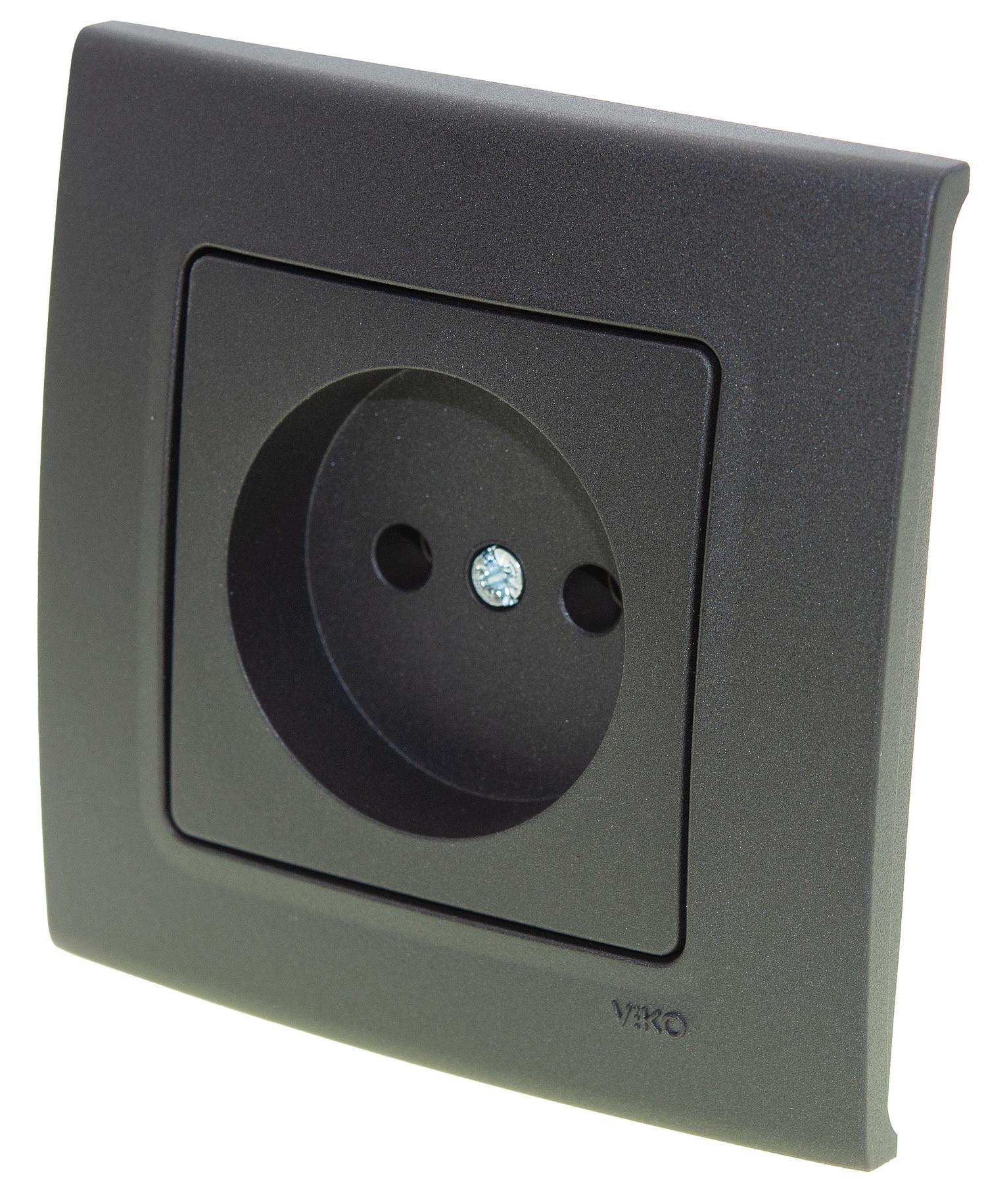 Розетка одинарная VIKO Linnera без заземления Черный (90414007)