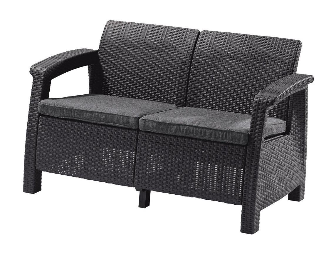 Диван садовий Keter Corfu II Love seat пластиковий під ротанг з подушками 70х128х79 см (Z1CNT00008411)