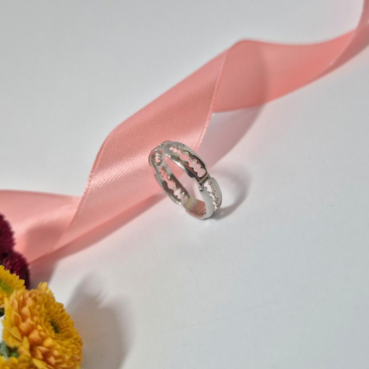 Каблучка без каменів леза 19 срібло 925 проби родоване 2,75 г р. 19 (1448r) - фото 3