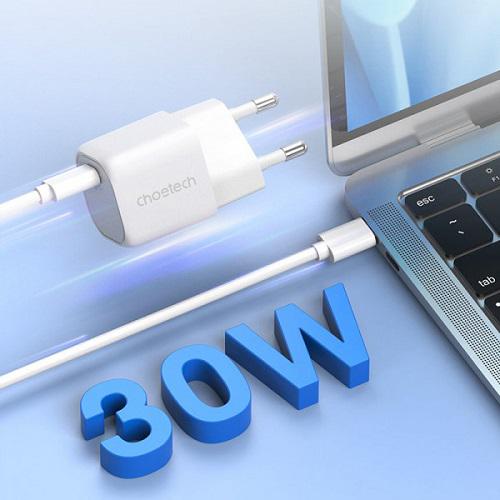 Зарядное устройство сетевое Choetech 1хUSB-C 30W PD/QC Белый (D5007-EU-WH) - фото 2