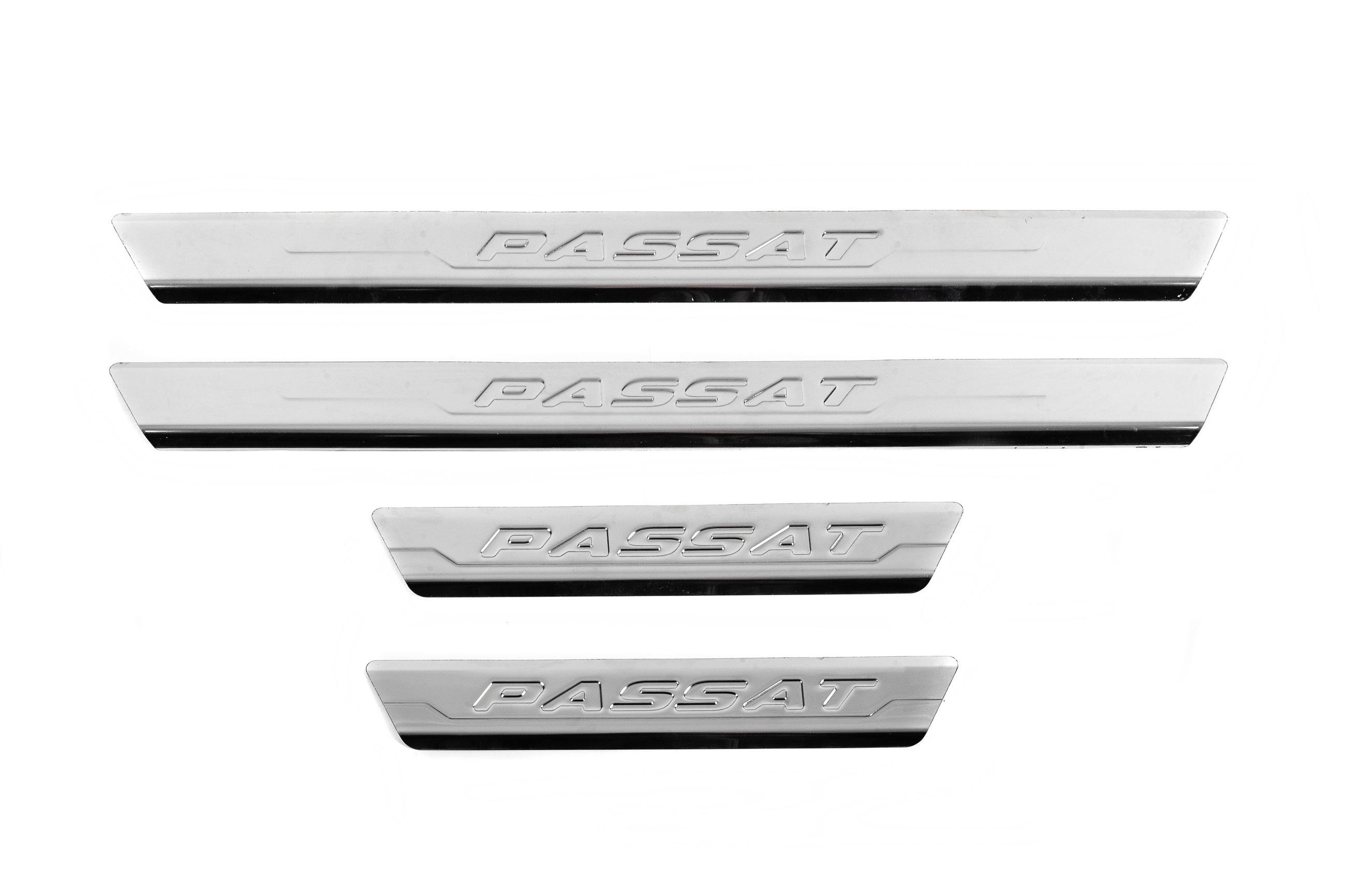 Накладки на дверные пороги Carmos V3 для Volkswagen Passat B7 2012-2015 гг. нержавеющая сталь 4 шт. Хром (151178)