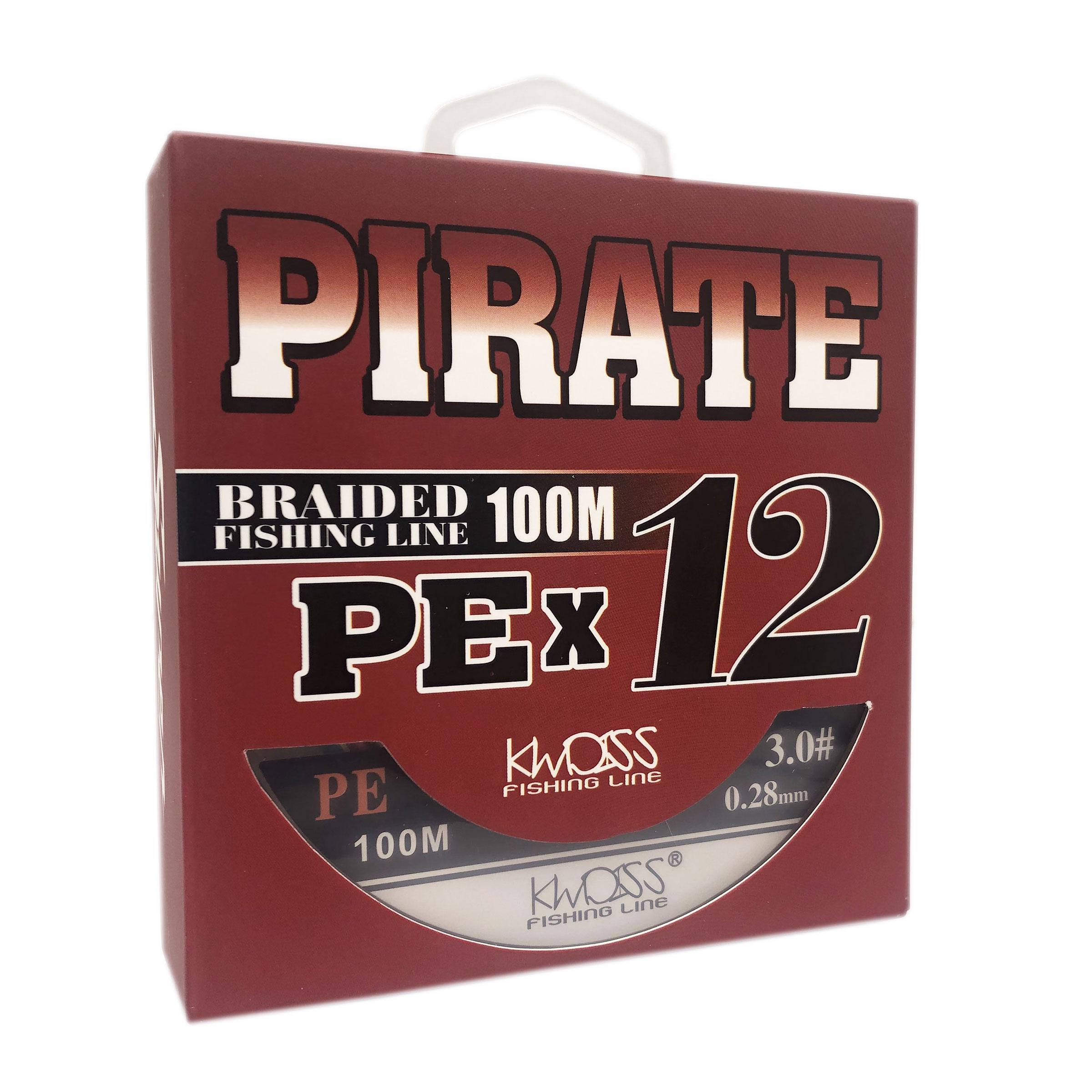 Шнур Pirate PEx12 3.0 100 м 0,28 мм 23,9 кг Серый (7864)