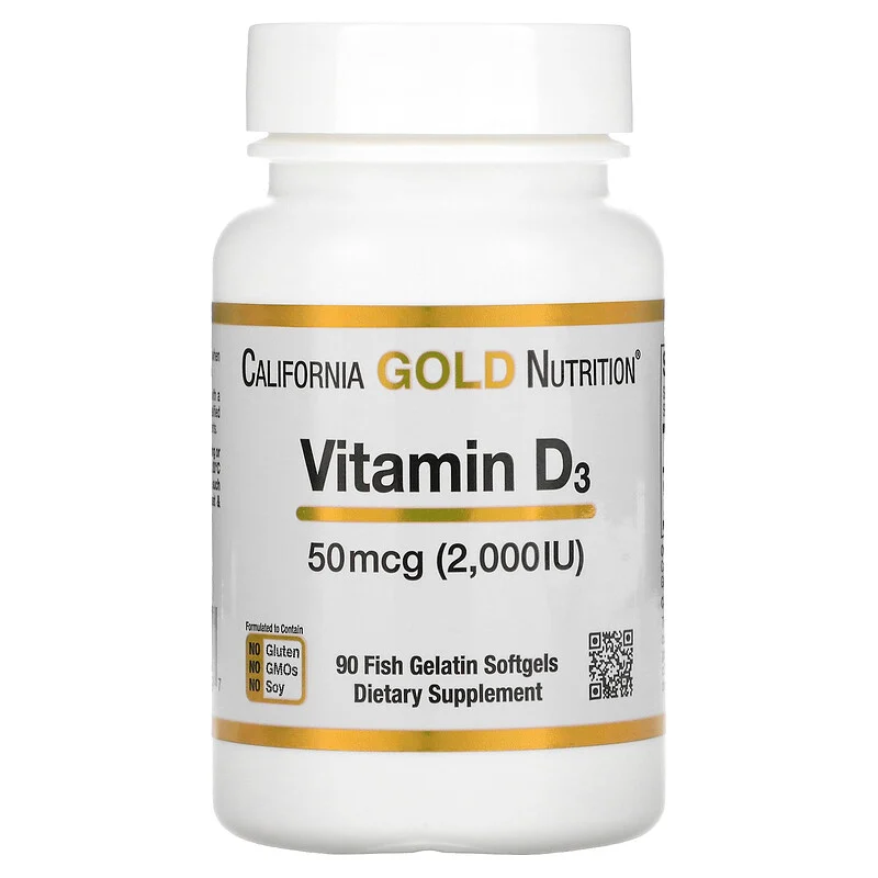 Витамины D3 California Gold Nutrition 50 мг 90 капс.