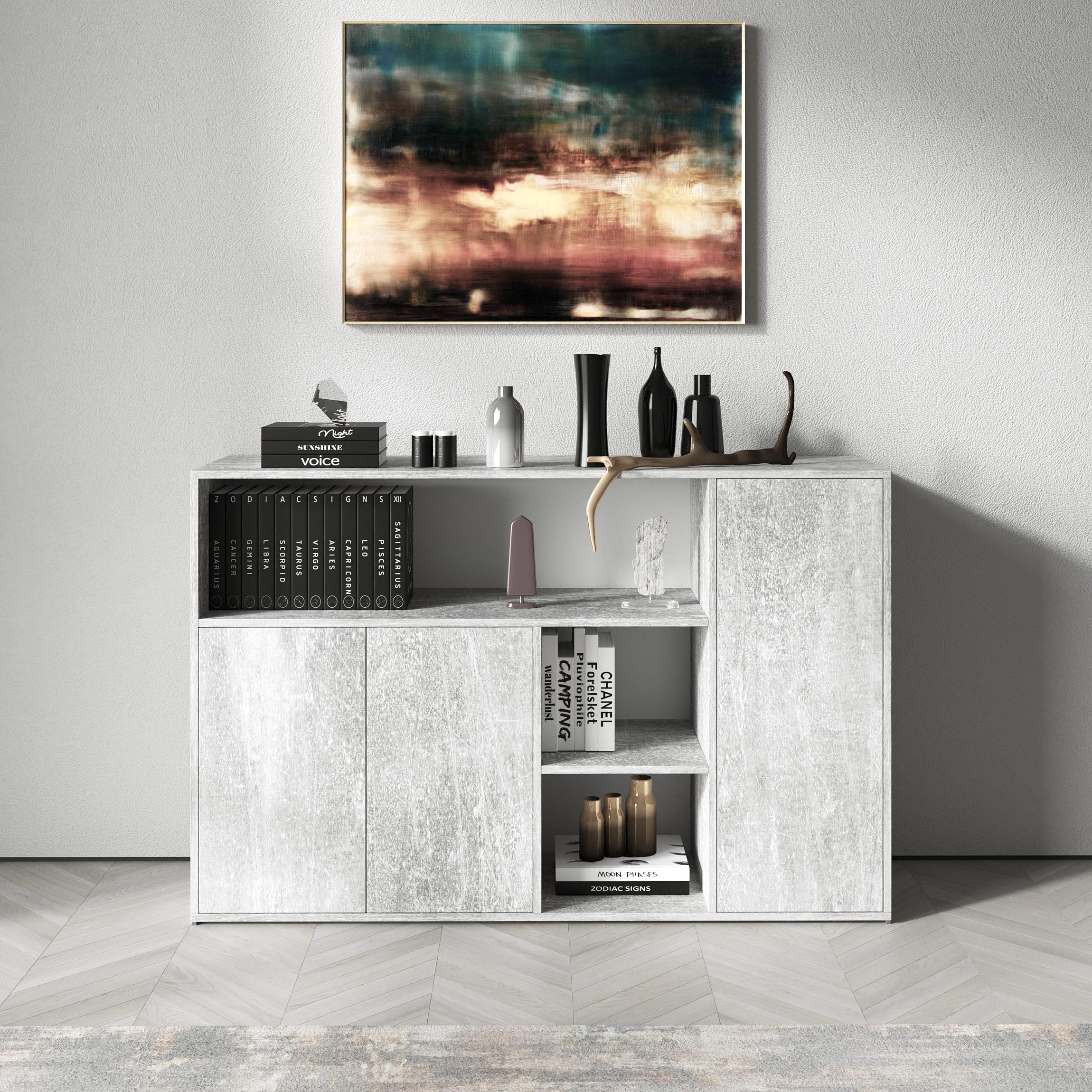 Комод №3 з відритими полицями та дверцями Бетон (380319) - фото 1 Комод №3 з відритими полицями та дверцями Бетон (380319) - фото 1