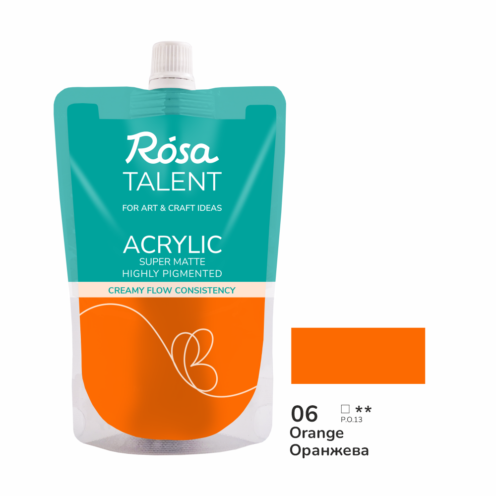 Акриловая краска Rosa Talent 200 мл 06 Оранжевая (Az1-4823098548867)