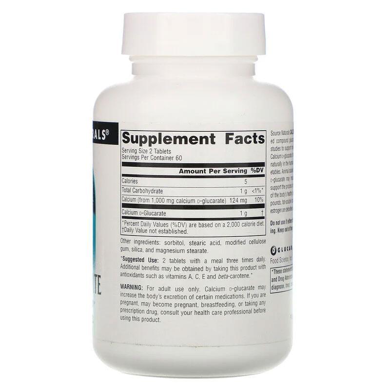 Кальций D-глюкарат Source Naturals Calcium D-Glucarate 500 мг 120 таблеток - фото 2