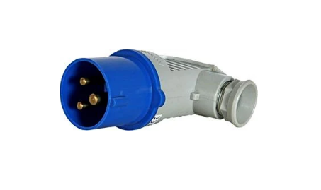 Силова вилка E.NEXT 2P+PE 16А 250 В переносна кутова IP44 Синій (3629-724)