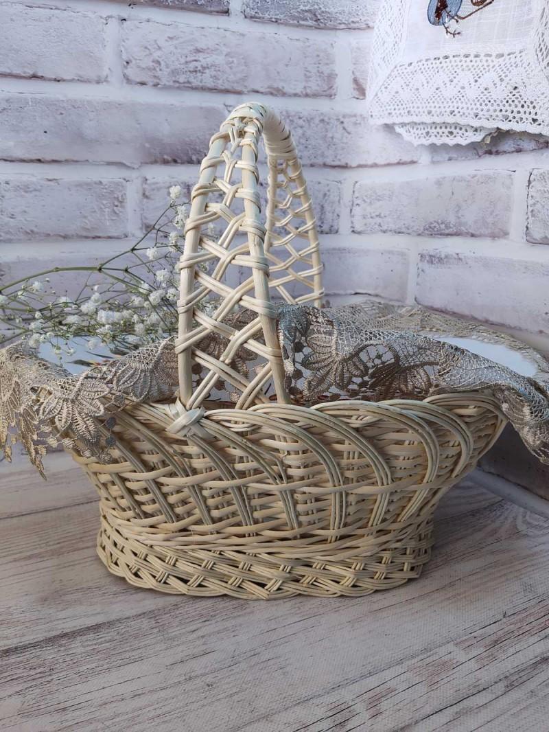 Корзина плетеная пасхальная овальная 40х28х14 см с ручкой 16 см (283129)