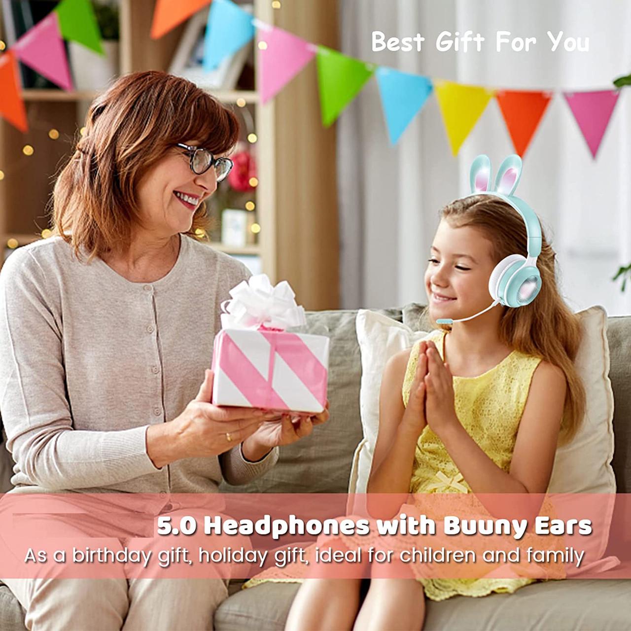 Наушники беспроводные Bluetooth KE-01 с ушками кролика Фиолетовый (26389226) - фото 6