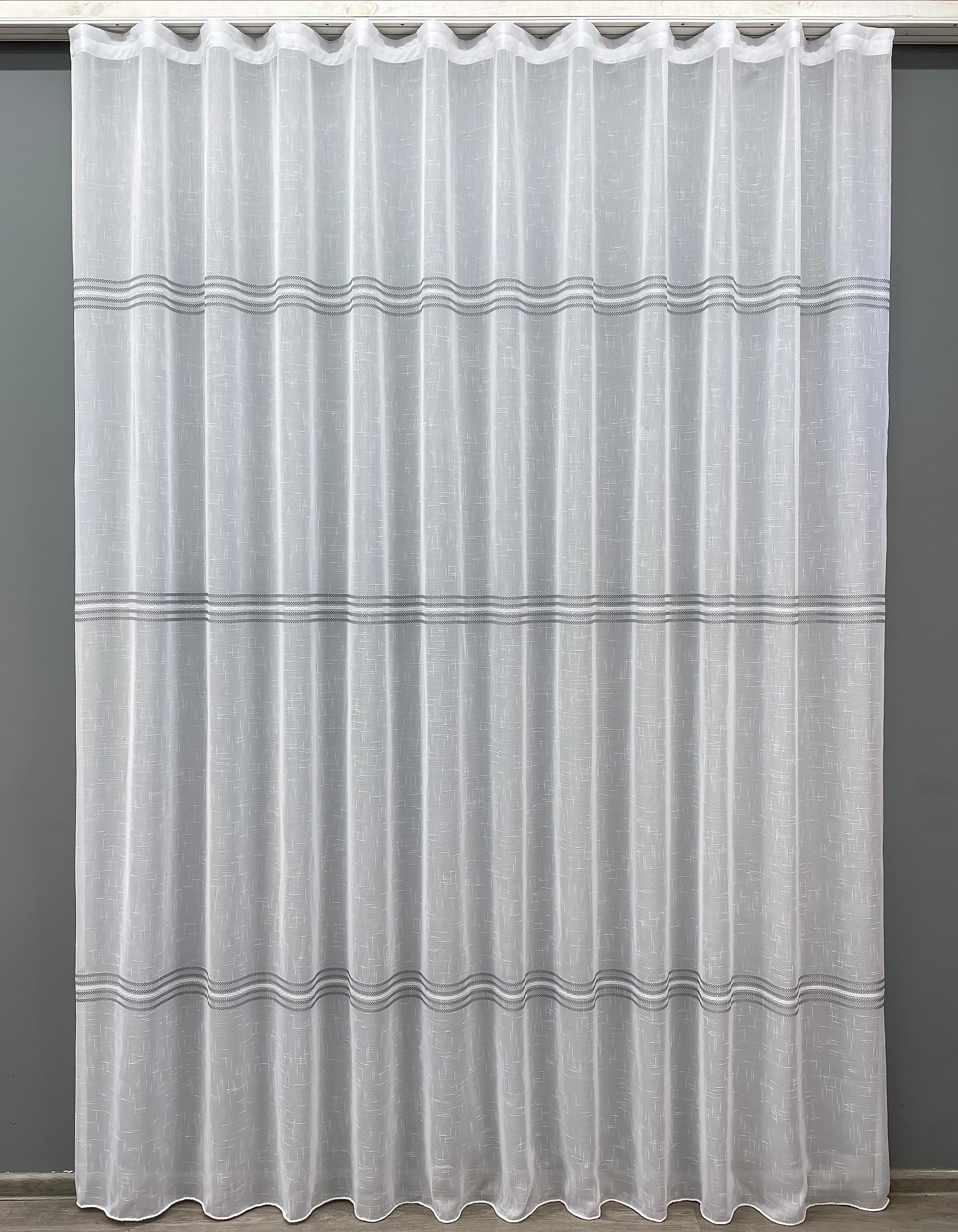 Тюль VR-Textil 1428т Мереживо Льон 200х270 см Білий/Сірий (42-0619)