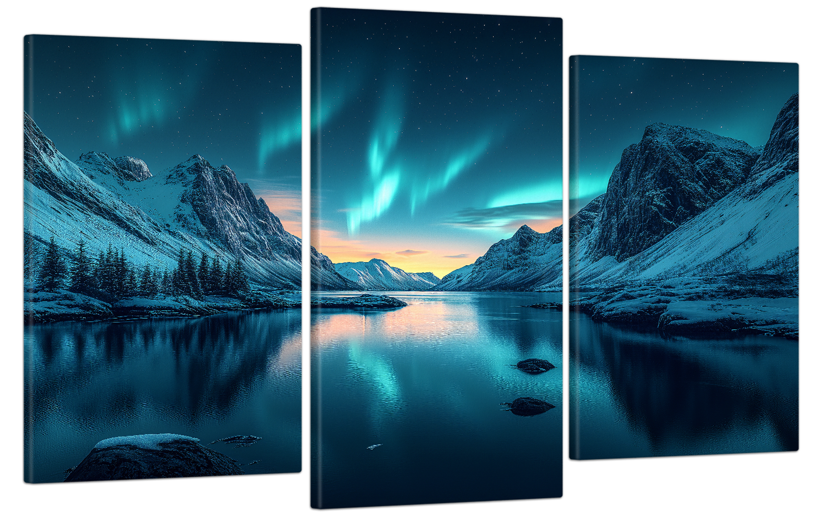 Картина на холсте МАКО северное сияние в горах 53x100 см (MK30526)