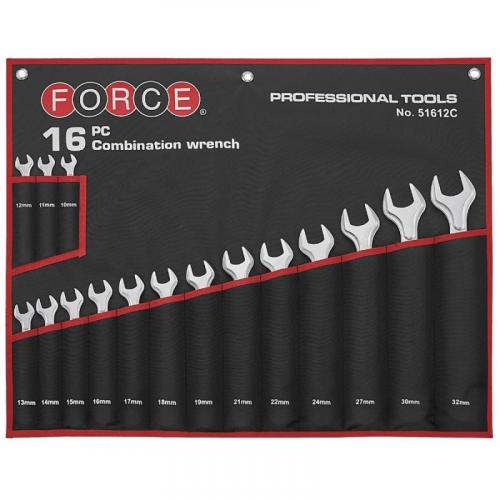 Набор ключей Force рожково-накидных на холсте 16 пр. 10-32 мм (23115763)