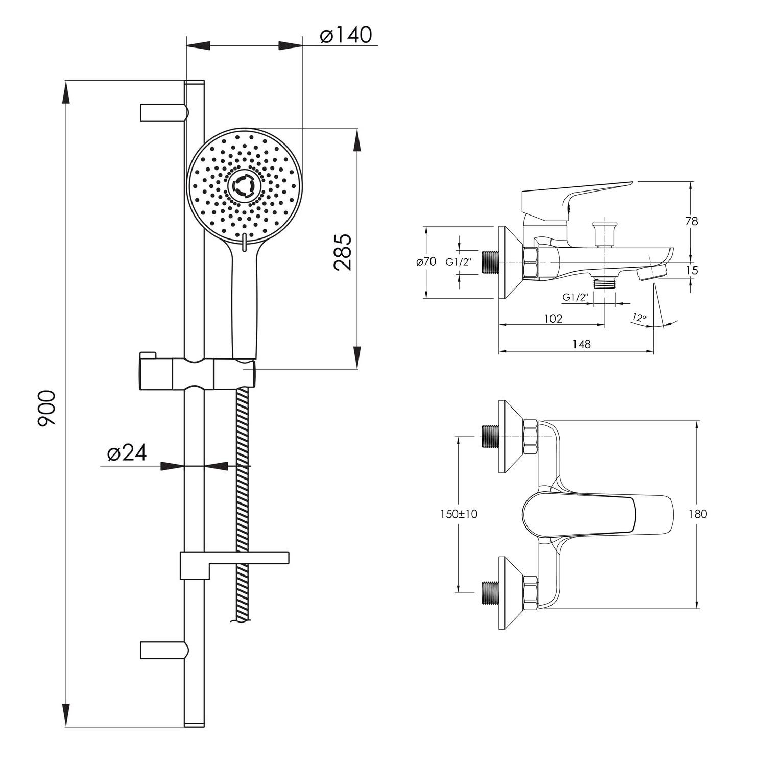 Душевой набор Imprese смеситель для ванны MODUS/NETKA f03208201SR/9014003 Хром (ANT-87607) - фото 2