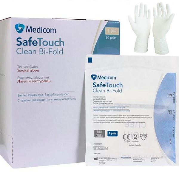 Перчатки хирургические SafeTouch Clean Bi-Fold стерильные латексные текстурированные без пудры р. 7,5 (000023637) Перчатки хирургические SafeTouch Clean Bi-Fold стерильные латексные текстурированные без пудры р. 7,5 (000023637)