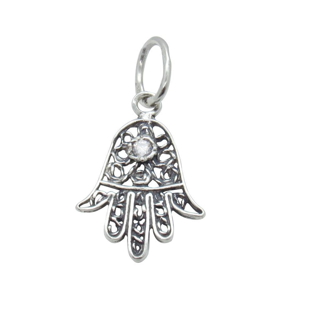 Срібний підвіс з фіанітом Хамса ажурна (1129972507) Срібний підвіс з фіанітом Хамса ажурна (1129972507)