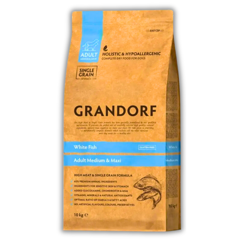 Корм для собак сухий Grandorf Біла риба для дорослих собак середніх та великих порід 10 кг (94310) - фото 1 Корм для собак сухий Grandorf Біла риба для дорослих собак середніх та великих порід 10 кг (94310) - фото 1