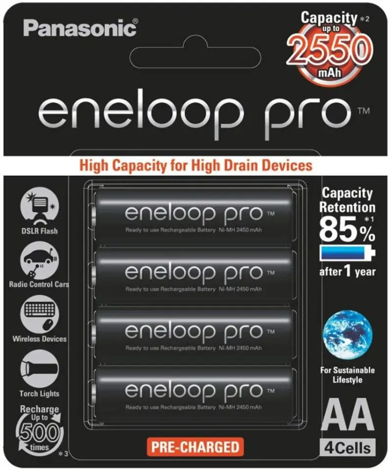 Батарейка-акумулятор Panasonic Eneloop PRO HR6 2550 mAh Чорний