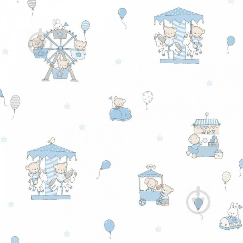 Бумажные детские обои ICH Dandino Lullaby 220-1 0.53 х 10.05 м Бело-Голубой