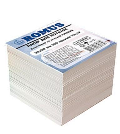 Папір для нотаток Romus Непроклеєний 90х90 мм 900 аркушів Преміум Білий (R880382)