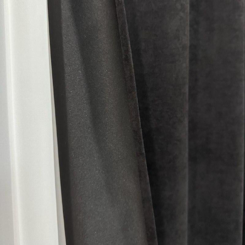 Комплект штор микровелюр 2 шт. 1,5х2,7 м готовые на шторной тесьме 6 см Черный (petek-V45) - фото 8 Комплект штор микровелюр 2 шт. 1,5х2,7 м готовые на шторной тесьме 6 см Черный (petek-V45) - фото 8