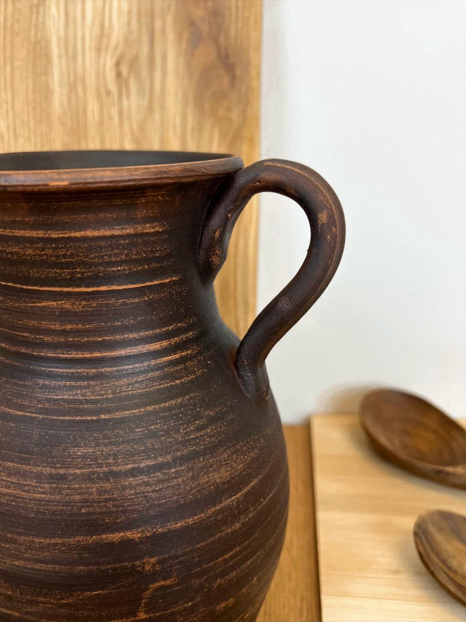 Глек керамічний глиняний з ручкою гладкий 2 л (3003-36) - фото 6