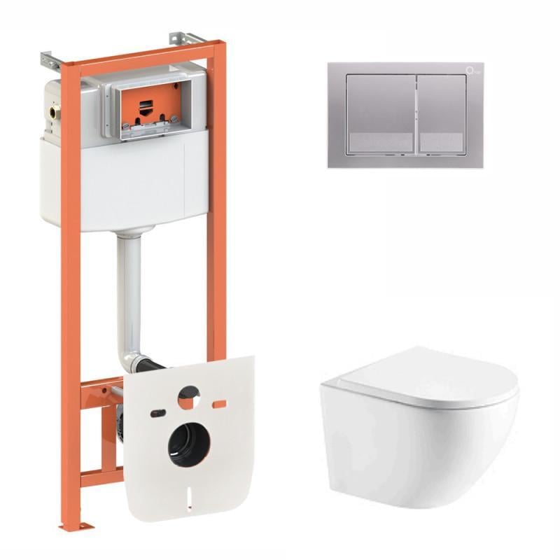 Инсталляция Q-tap 3в1 Nest QT0133M425 с панелью смыва QT0111M06029SAT + унитаз с сиденьем Robin QT1333046ENRW (10403)