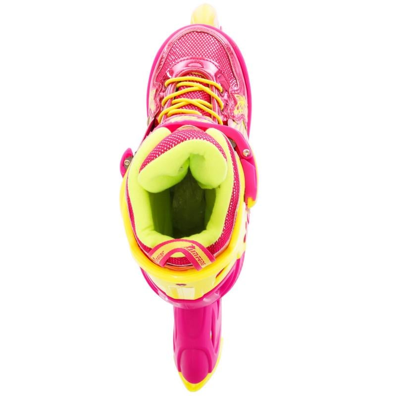 Роликовые коньки раздвижные детские JINGFENG 189 с защитой и шлемом р. 35-38 Розовый (189_Розовый_M_(35-38) - фото 12