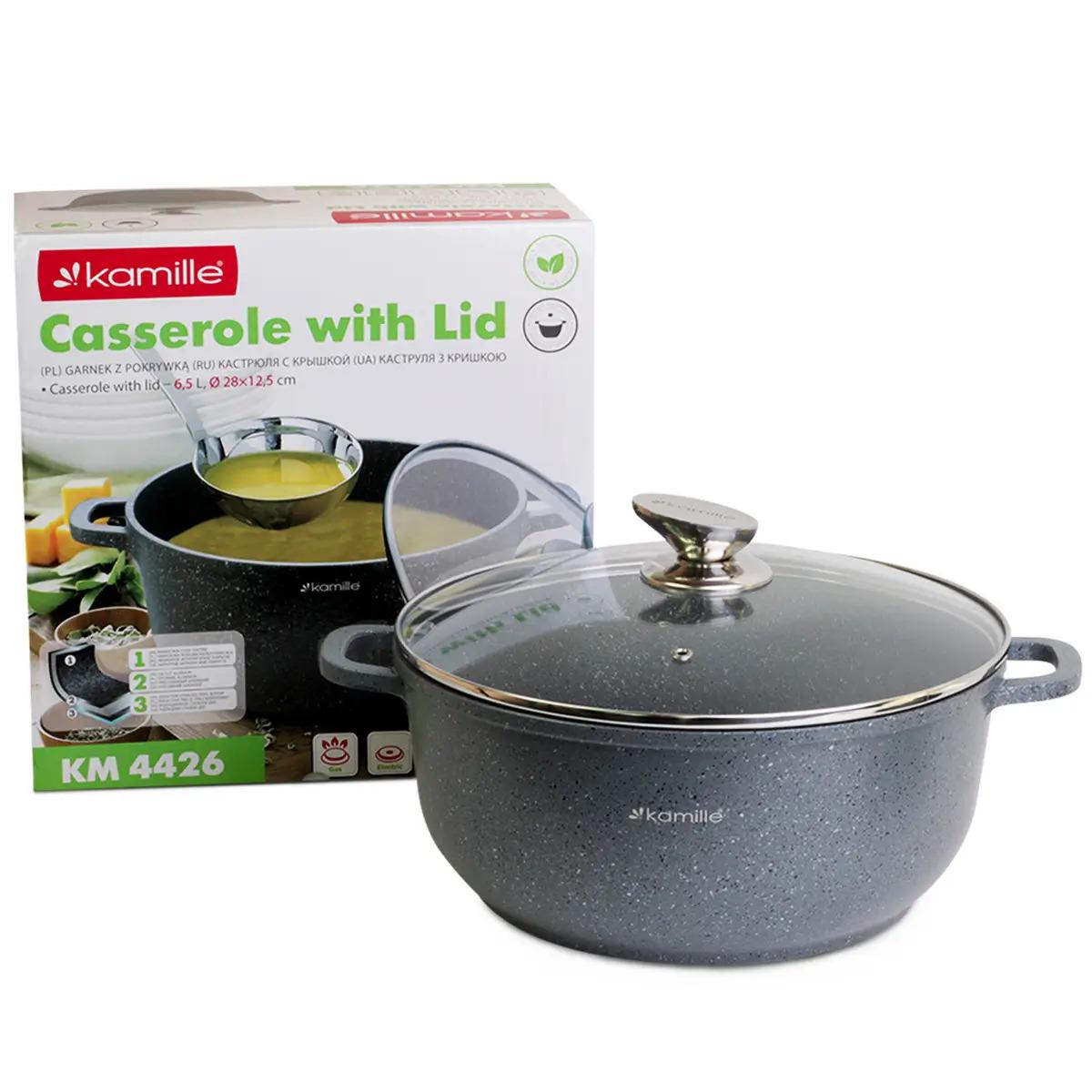 Кастрюля с крышкой Kamille из литого алюминия 6,5 л (KM-4426)