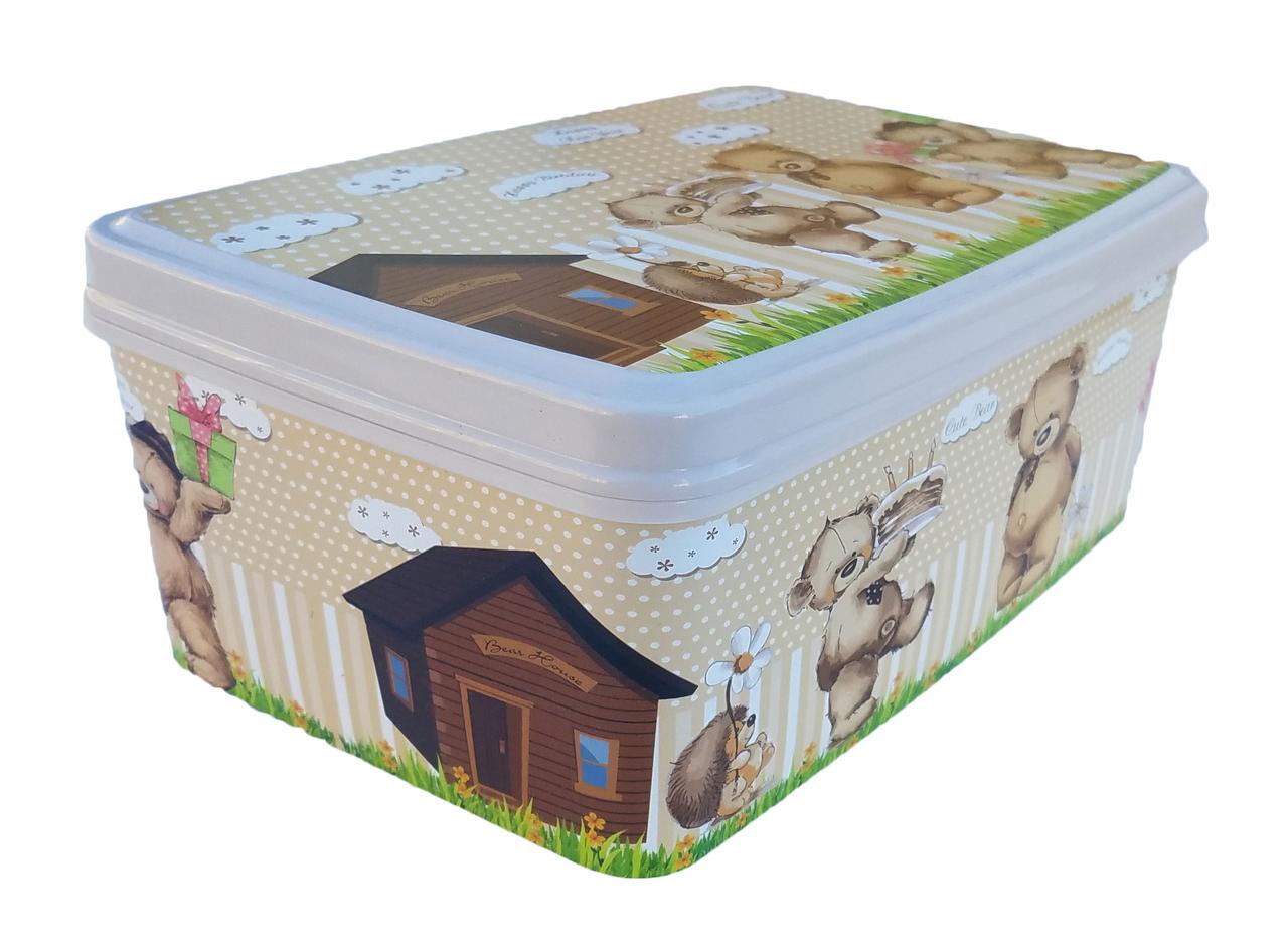 Пластиковий прямокутний контейнер з кришкою 3,5 л 18x25x10 см Ведмедики (472848-Prob)