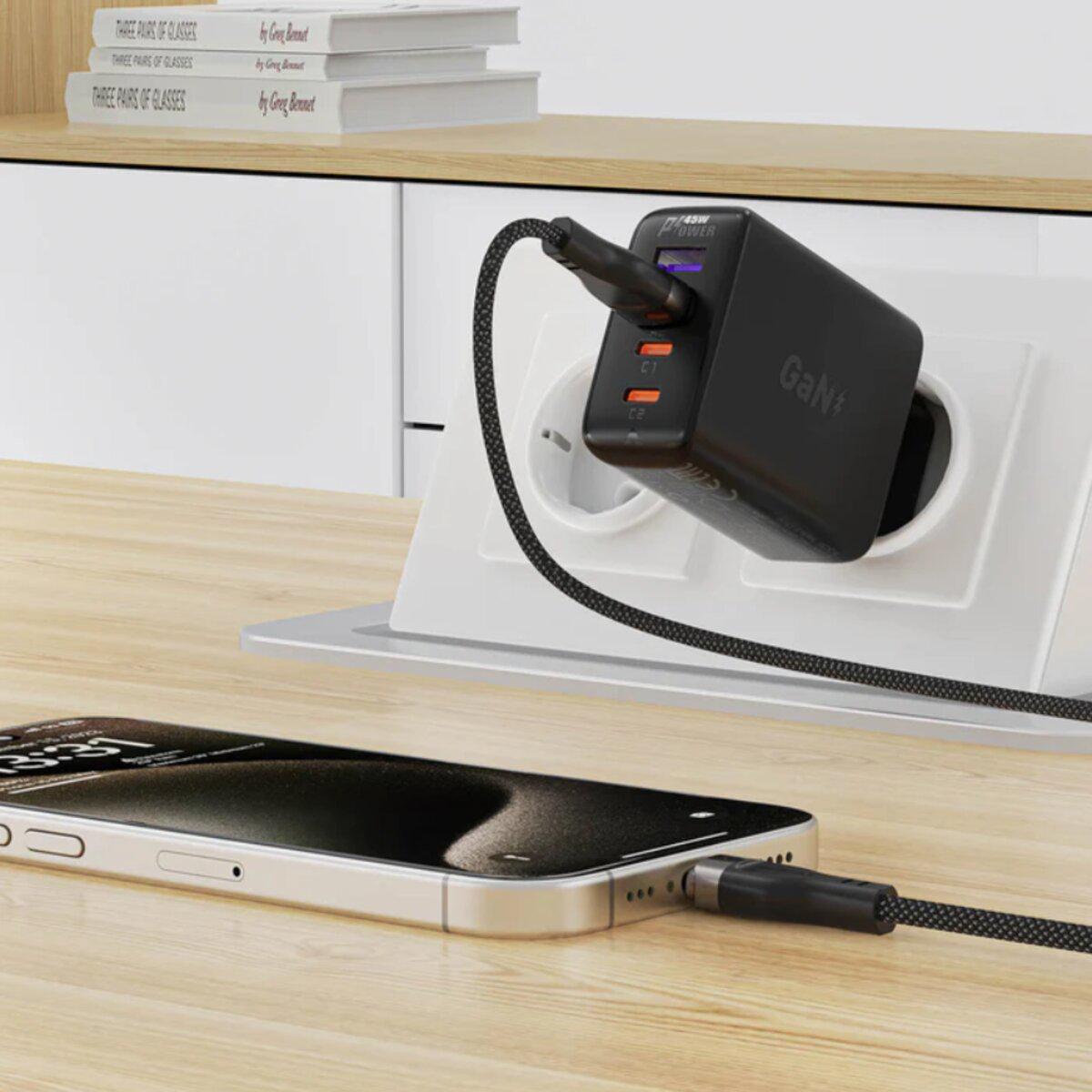 Кабель магнітний C11-04 USB-A to USB-C 1,2 м Black (26712064) - фото 6