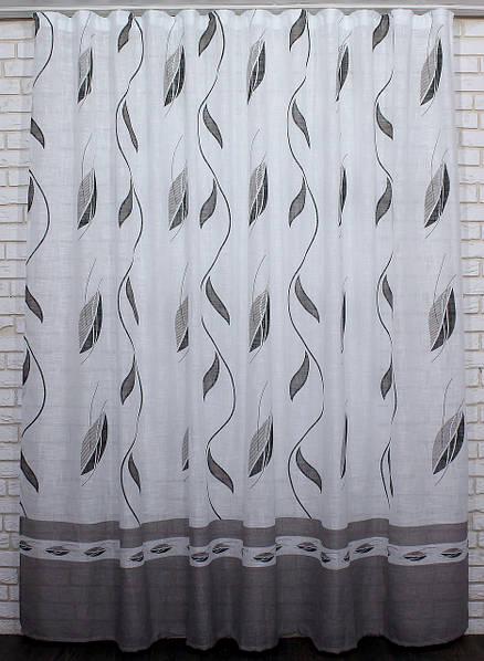 Тюль лен 2,7 м Белый/Серый (1041т) Тюль лен 2,7 м Белый/Серый (1041т)