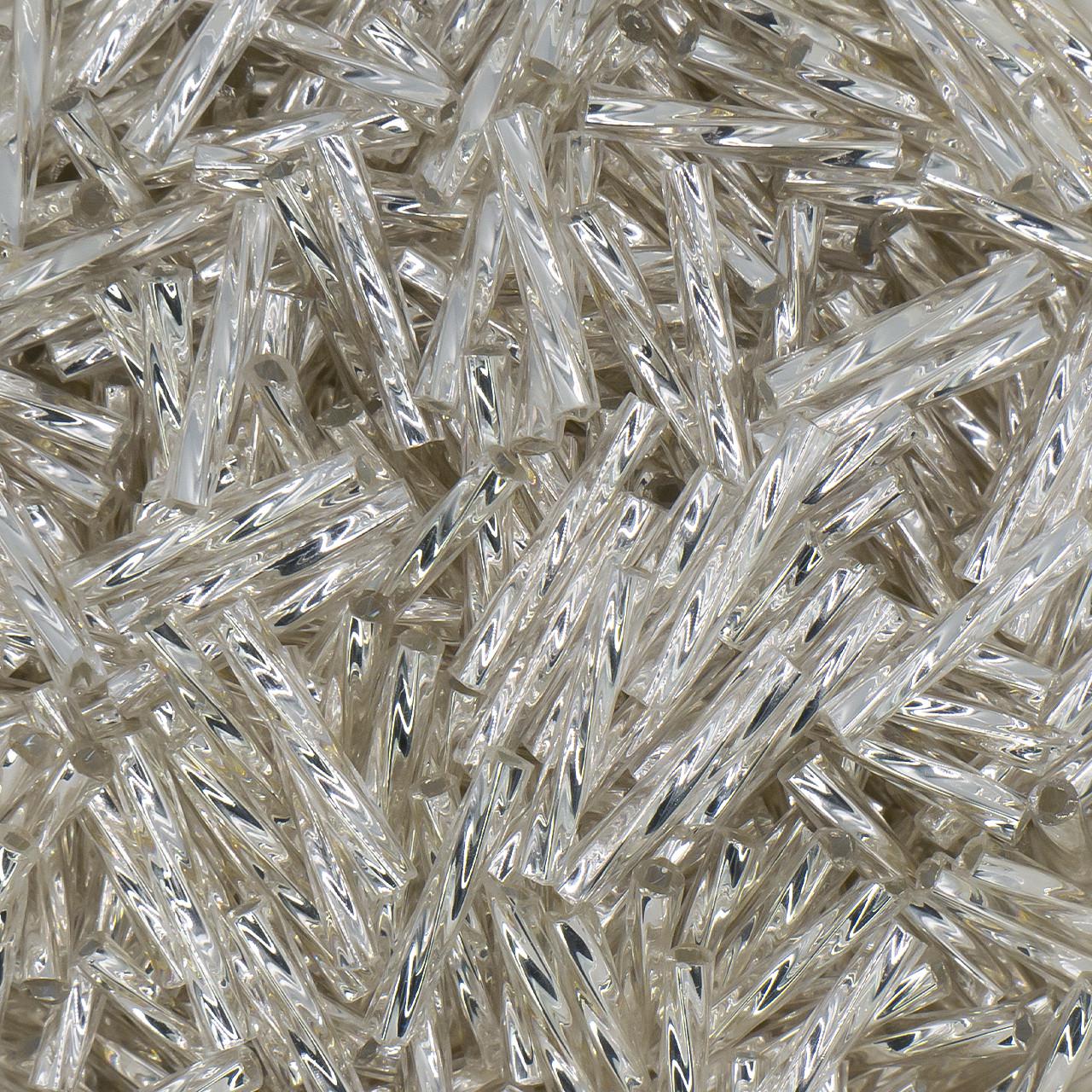 Бисер стеклярус винтовой блестящий 12 мм 25 г Серебристый (БР0012в00)