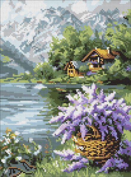 Алмазная мозаика Ideyka Сиреневая корзина 30x40 см (Id-AMO8098)