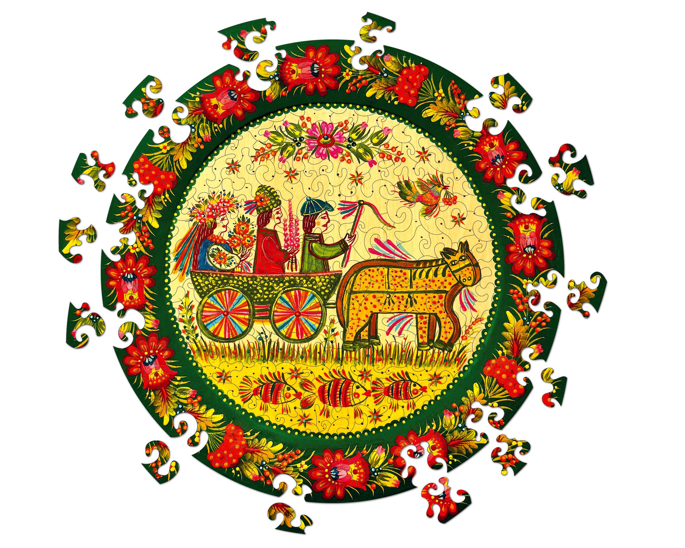 Пазл деревʼяний фігурний Петриківське весілля 300 елементів (26857055)