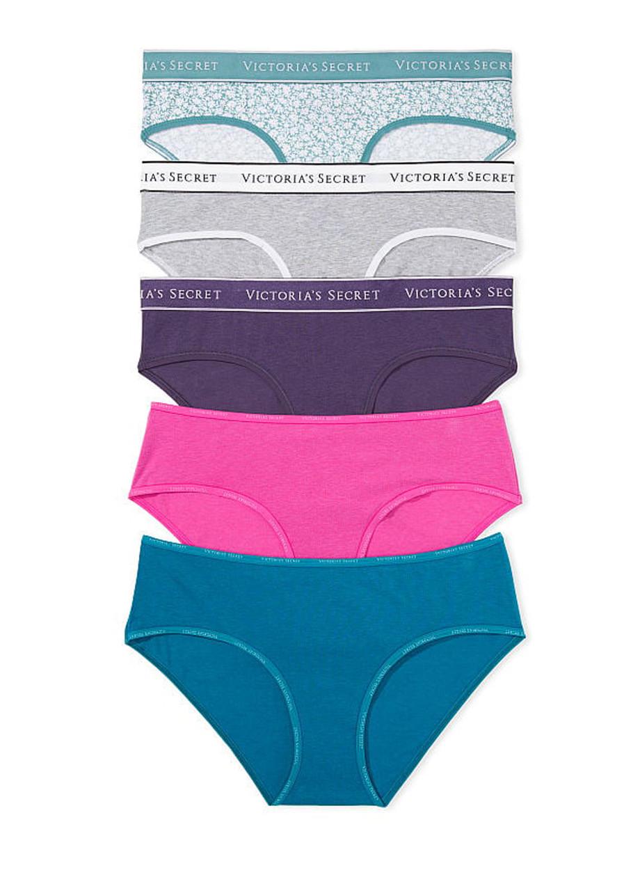 Набор трусиков Victoria's Secret 5-Pack Logo Cotton Hiphugger Panties S Разноцветный