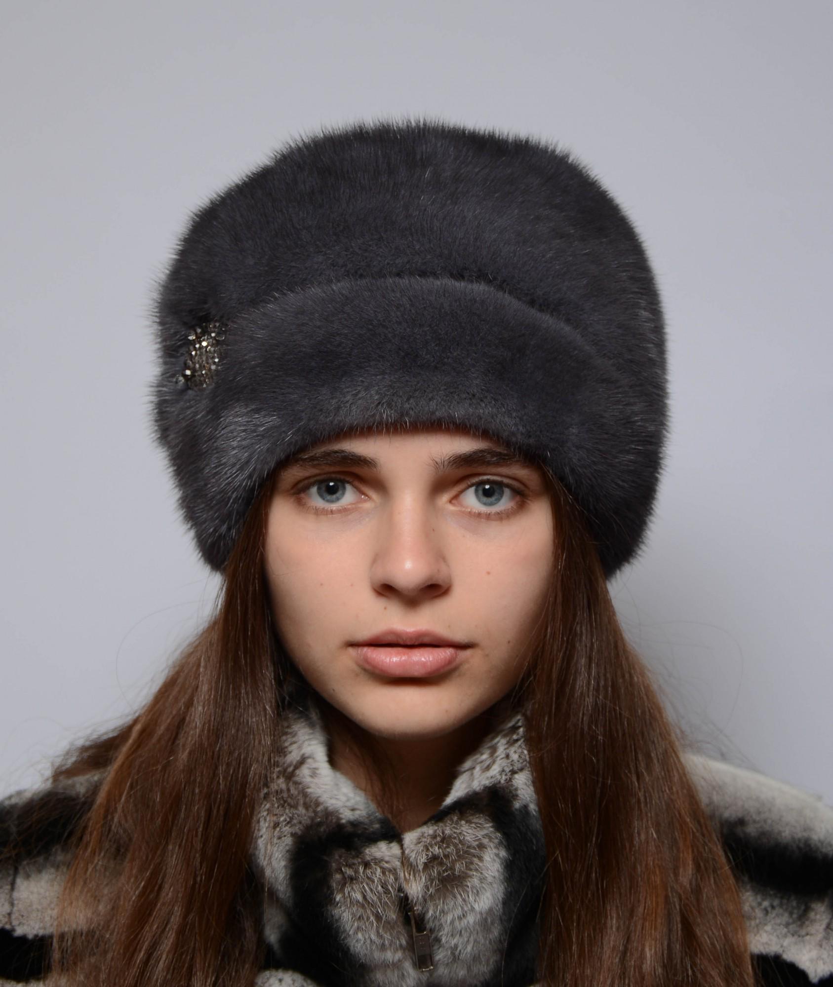 Женская кубанка Меховой стиль Стелла из натурального меха норки M-L Ирис (078/А)