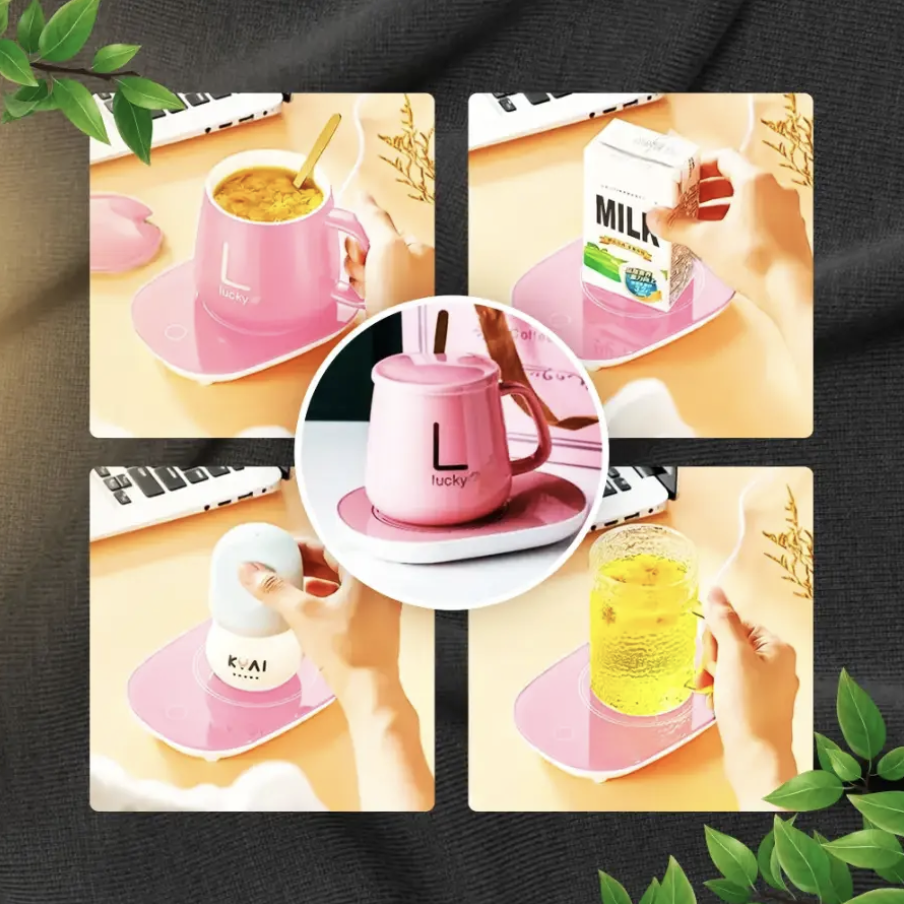 Подарунковий набір керамічна чашка 380 мл з підігрівом від мережі/кришка/підставка та ложка Рожевий (Е500283) - фото 6 Подарунковий набір керамічна чашка 380 мл з підігрівом від мережі/кришка/підставка та ложка Рожевий (Е500283) - фото 6