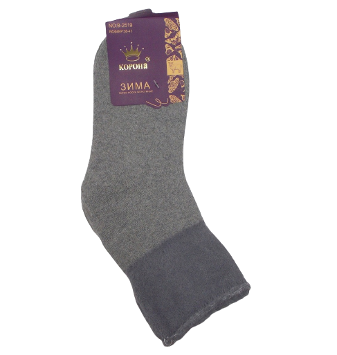 Носки женские ангоровые Корона 2519 с махрой без резинки р. 36-41 Светло-серый (1494707411)