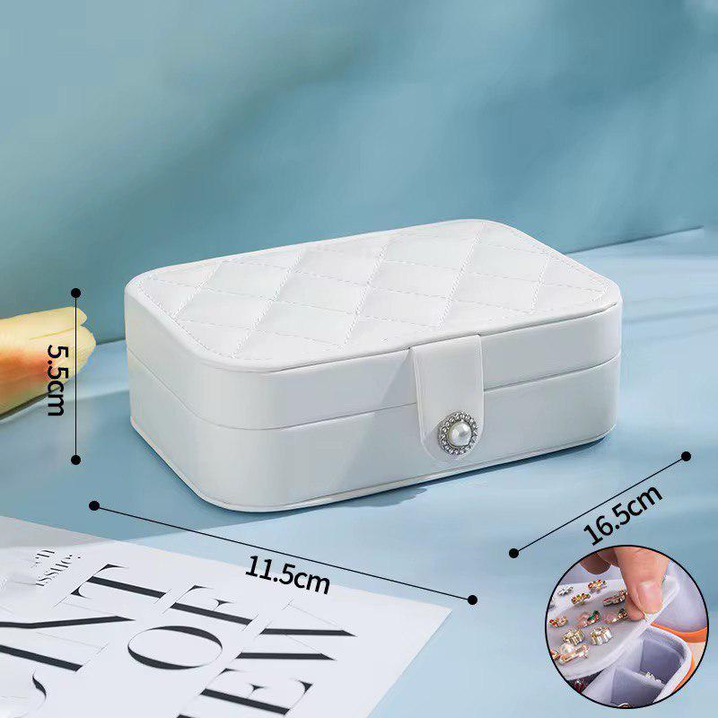 Шкатулка для ювелирных украшений на кнопке 16,5х11,5х5,5 см Белый (ST0409) - фото 2 Шкатулка для ювелирных украшений на кнопке 16,5х11,5х5,5 см Белый (ST0409) - фото 2