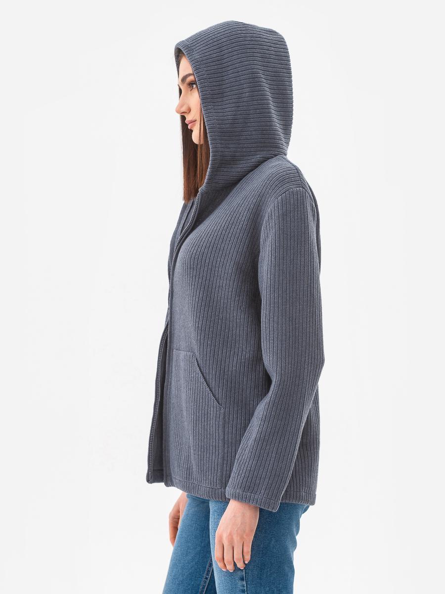 Кардиган хлопковый с капюшоном SVTR р. 48-52 Джинсовый (592) - фото 3