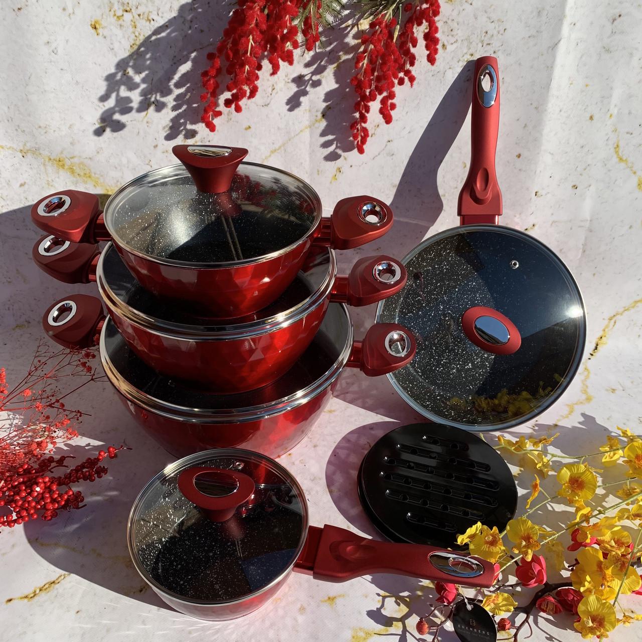 Набор кастрюль для индукционных плит с мраморным покрытием Edenberg EB-5637 12 пр.