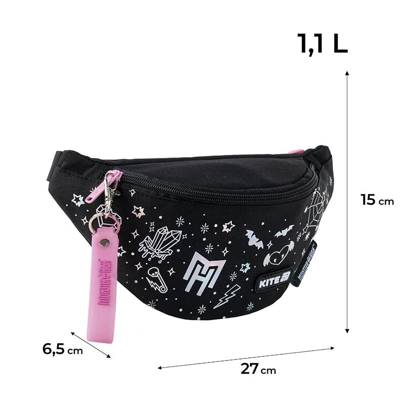 Поясна сумка-бананка дитяча Kite Kids Monster High Чорний (MH25-2577) - фото 2 Поясна сумка-бананка дитяча Kite Kids Monster High Чорний (MH25-2577) - фото 2