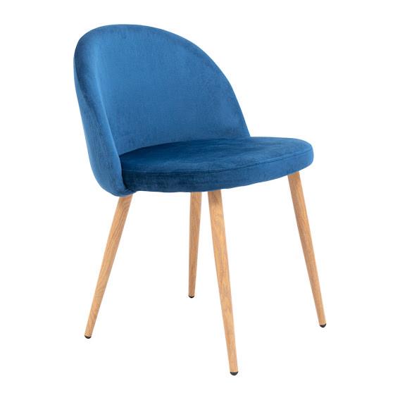 Стул FSolutions Robbi ножки имитация дерева Голубой велюр