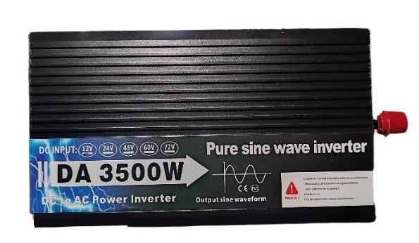 Перетворювач напруги з чистою синусоїдою DA-3500W DC 12V в AC 220V з USB із захистом від перевантажень Чорний