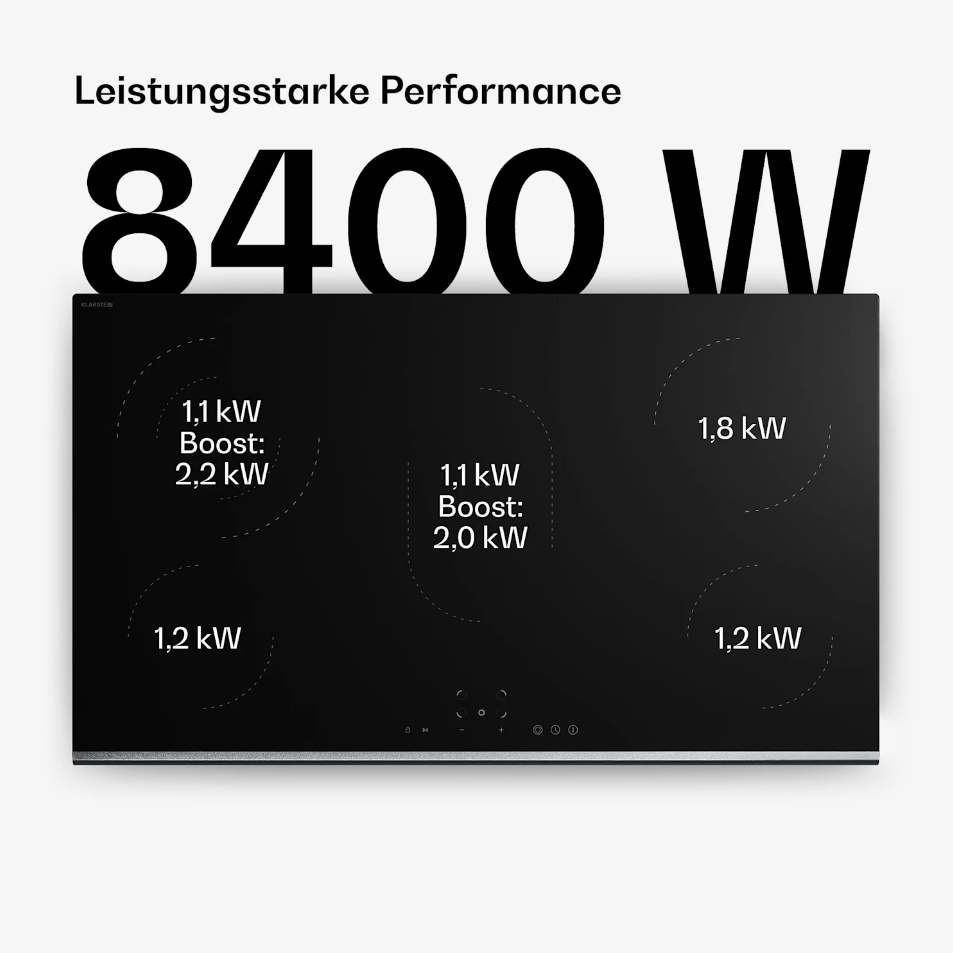Стеклокерамическая варочная панель Klarstein VeroSteel 90 см варочная плита 8400 Вт (10047183) - фото 5