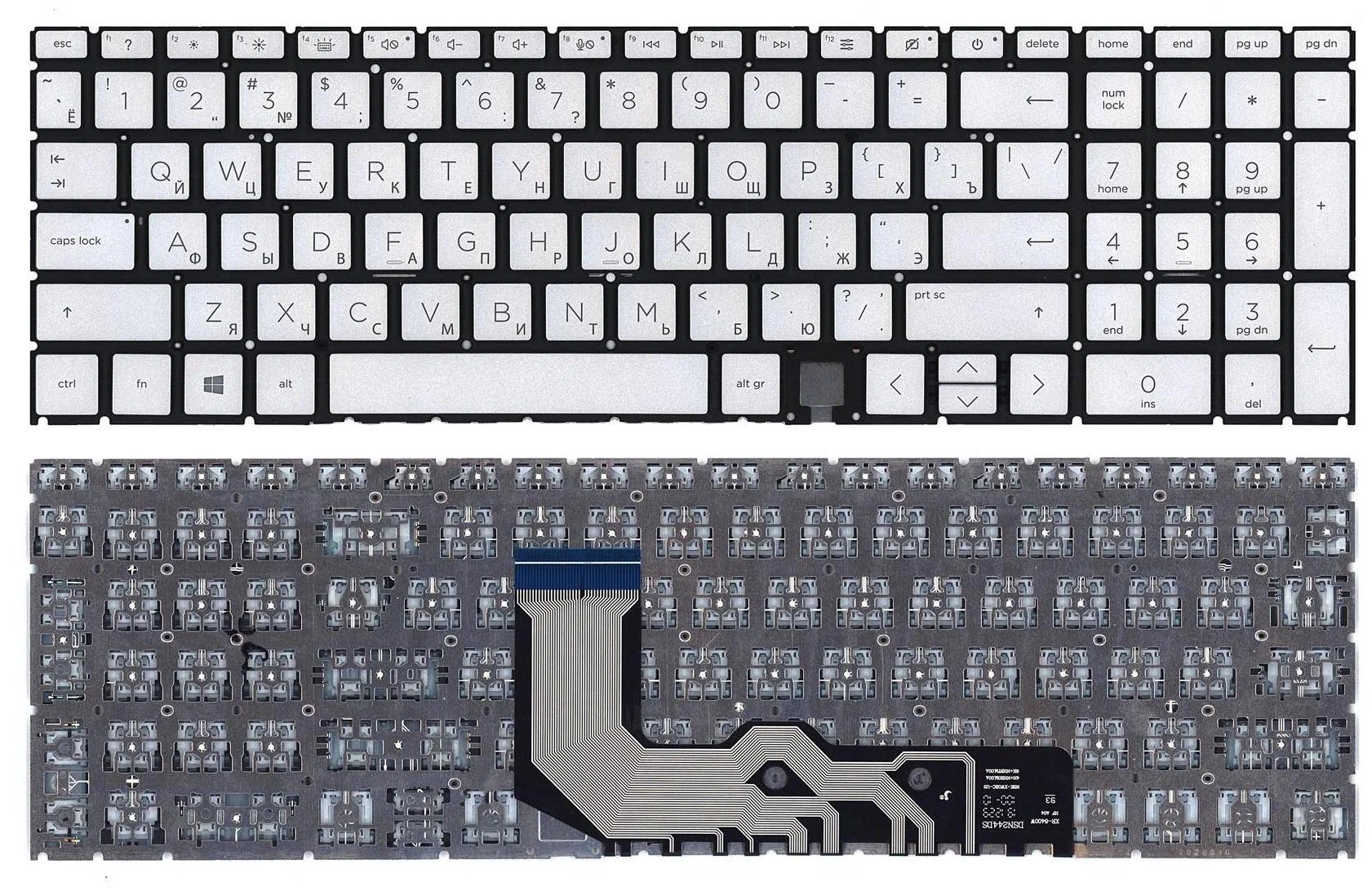 Клавиатура для ноутбука HP Envy 15-ED/17-CG с подсветкой Silver