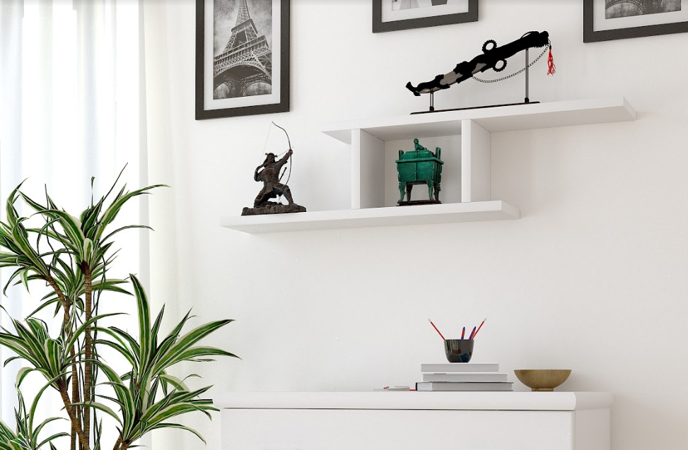 Навесная полка Arbor Drev из натурального дерева бук Стандарт Белый (20606)