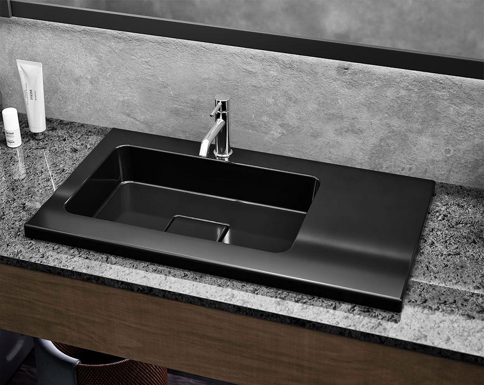 Умывальник накладной Luxor Royal Low 80 R Black (700)