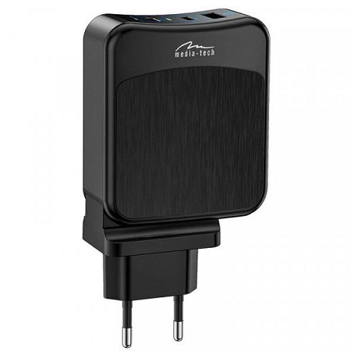Зарядное устройство Media-Tech MT6252 2xUSB-C PD 65 W USB QC 3,0 Черный (568701)