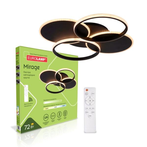 Люстра LED акриловая Eurolamp Mirage M29 круглая 72W 3000-6500K Черный (LED-LR-72-M29black)